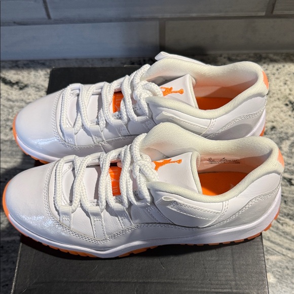 Jordan 11 Retro Low “Citrus” PS Kids White and Orange Sneakers - Picture 6 of 6